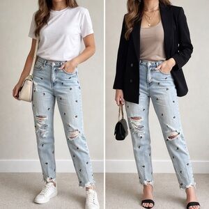 Material Girl Light Blue Distressed Butterfly Jeans
01-0025